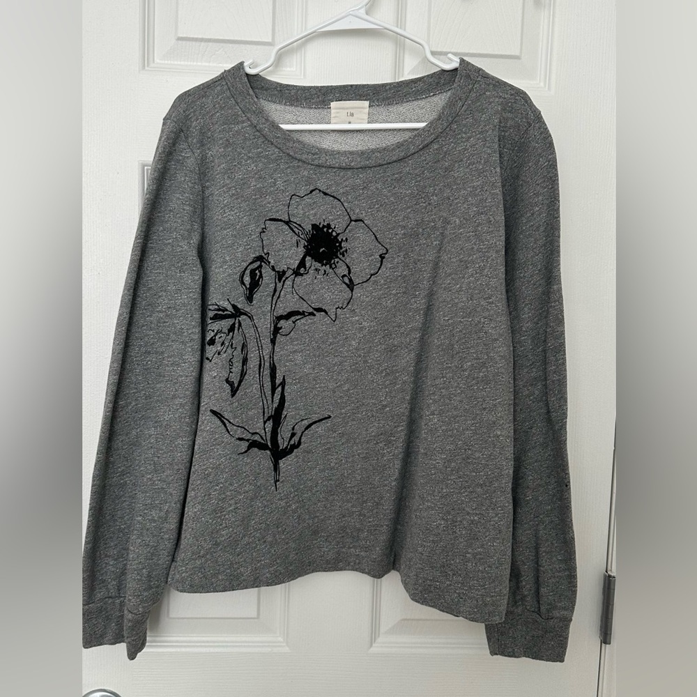 T.La Grey Scoop-neck Sweater